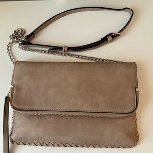 Urban Expressions Elegant Taupe Leather Shoulder Bag